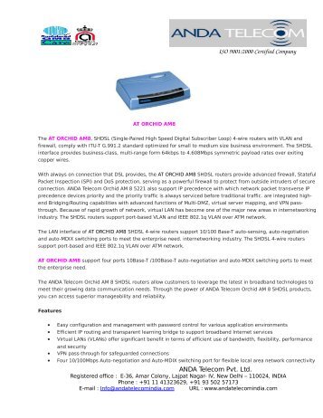 ghshdsl router with 4 ethernet - ANDA TELECOM INDIA