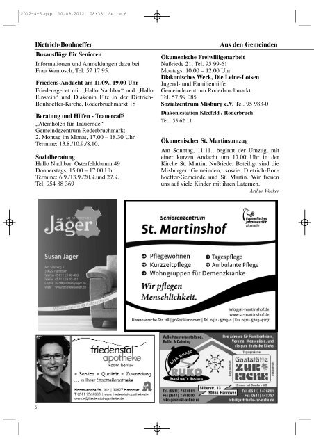 gottesdienste - Ev.-luth. Kirchengemeinde Groß-Buchholz in Hannov