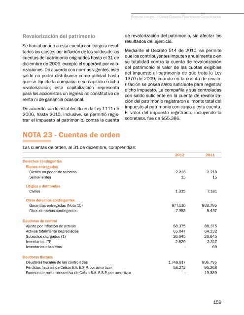 Reporte Integrado Celsia 2012