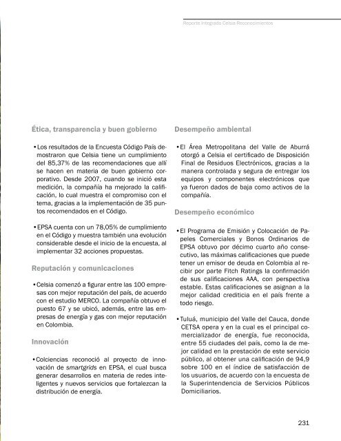 Reporte Integrado Celsia 2012