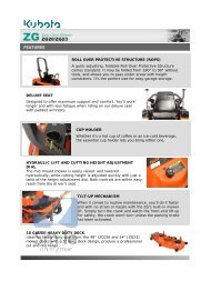 Kubota Commercial Zero Turn Mowers Z Series ZG20 ZG23 Features