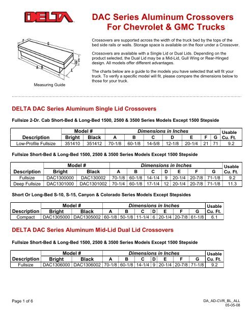 DAC Series Aluminum Crossovers For Chevrolet & GMC ... - Delta