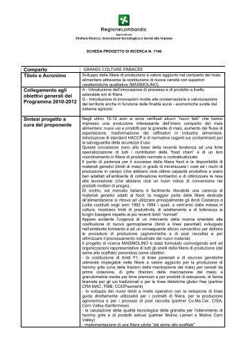 scheda sintesi progetto 1748 - Dote Regione Lombardia