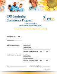 LPN Continuing Competence Program (CCP) Self Assessment Tool