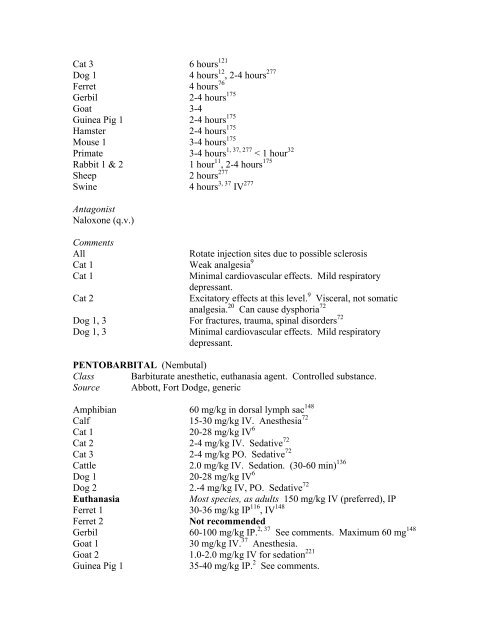 A COMPENDIUM OF DRUGS USED FOR LABORATORY ANIMAL ...