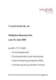 VALOVIS BANK AG Halbjahresfinanzbericht zum 30. Juni 2008