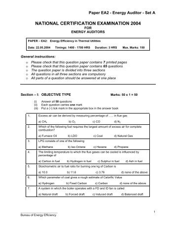 Set A - National Certification Examination for Energy Managers and ...