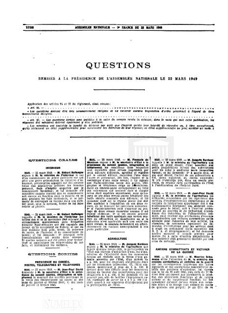 JOURNAL OFFICIEL - DÃ©bats parlementaires de la 4e RÃ©publique