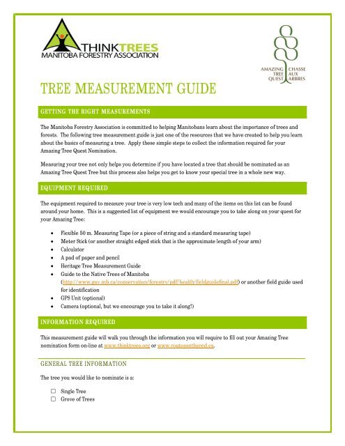 TREE MEASUREMENT GUIDE - Manitoba Forestry Association