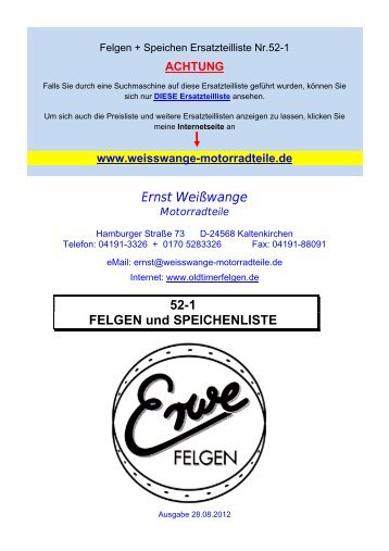 Felgen + Speichen - Ernst Weißwange