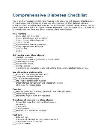 Comprehensive Diabetes Checklist