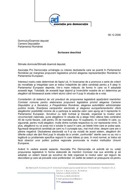 Scrisoare APD