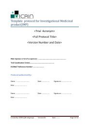 Template protocol for Investigational Medicinal product(IMP) 