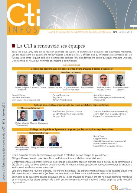 CTI infos 6 - Commission des Titres d'IngÃ©nieur