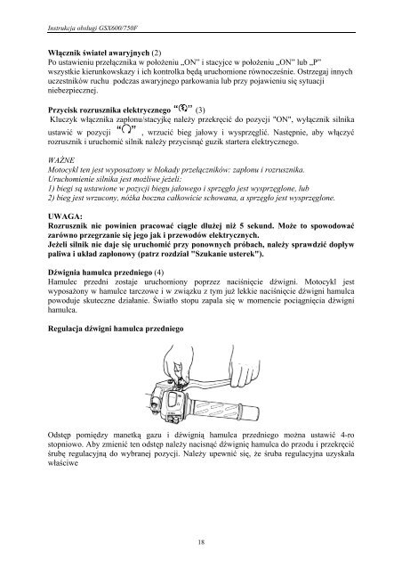 instrukcja obsługi motocykla suzuki gsx 600/750 f - Suzuki Motor ...