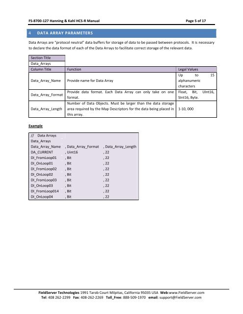 Hanning & Kahl HCS-R Manual - FieldServer Technologies