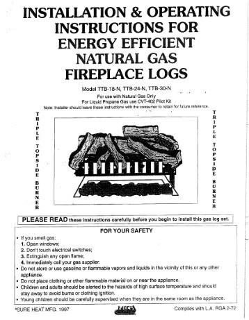 RADCO Triple TopSide Burner Manual - Sure Heat Manufacturing