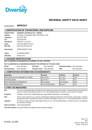 Diversey - Wipeout - msds - Perth Cleaning Supplies