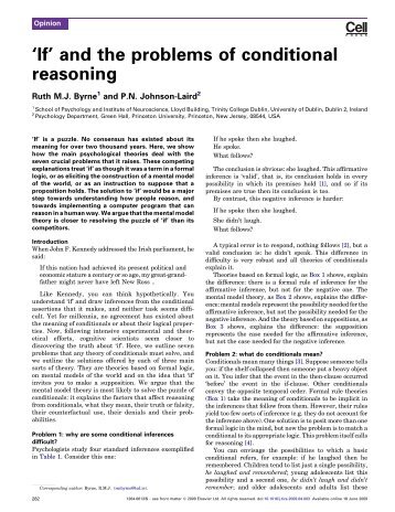 and the problems of conditional reasoning - Department of Psychology