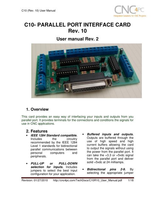 C10- PARALLEL PORT INTERFACE CARD Rev. 10 - CNC4PC