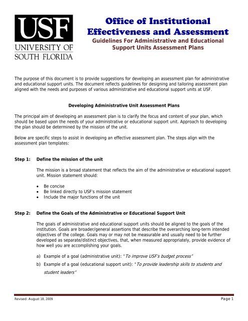 Administrative and Educational Support Unit Assessment Guidelines