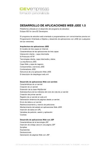 DESARROLLO DE APLICACIONES WEB J2EE 1.5 - cev empresas