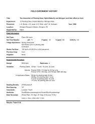 FIELD EXPERIMENT HISTORY - Wisconsin Corn Agronomy