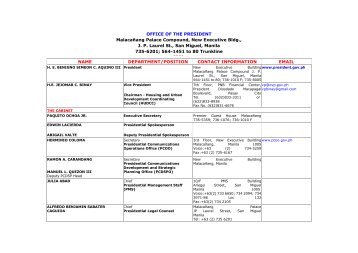OFFICE OF THE PRESIDENT MalacaÃ±ang Palace Compound, New ...