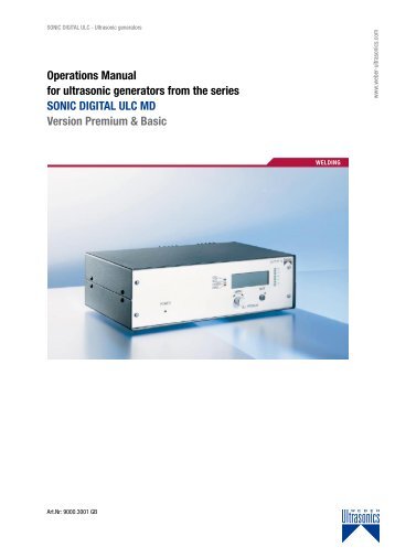 Operations Manual for ultrasonic generators ... - Weber Ultrasonics