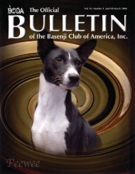 BCOA Bulletin January-February-March 2008 - the Basenji Club of ...