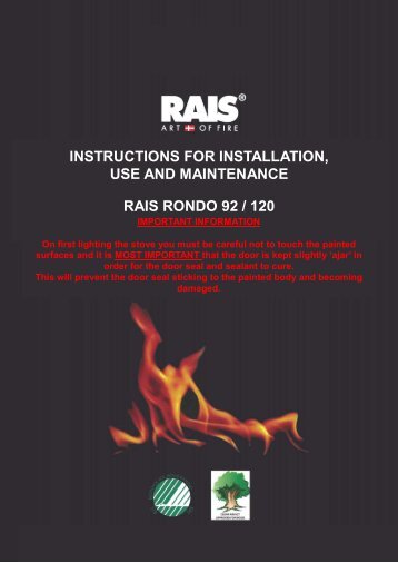 instructions for installation, use and maintenance rais ... - Robeys Ltd