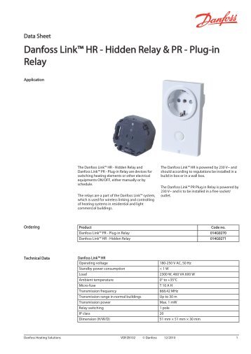 Danfoss Linkâ¢ HR - Hidden Relay & PR - Plug-in Relay - Terax