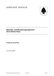 und Benützungsreglement Anna Stüssi Haus - Gemeinde Dänikon