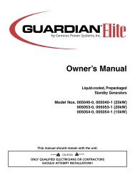 Owner's Manual - Generac Parts