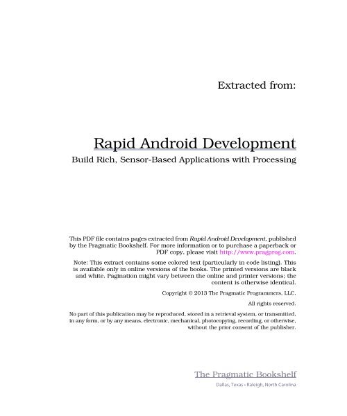 Rapid Android Development The Pragmatic Bookshelf