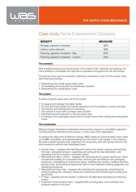 Case study Home Entertainment Company - WBS Group