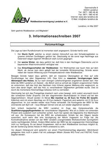 Hinweise - Termine - WBV Landshut wV
