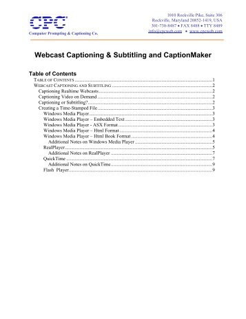 Webcast Captioning & Subtitling and CaptionMaker - Cpc