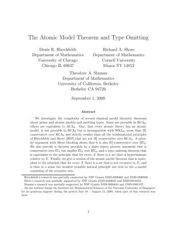 The Atomic Model Theorem and Type Omitting - Department of ...