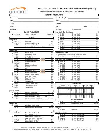 QUICKIE ALL COURT TI FSS Net Order Form ... - Sunrise Medical