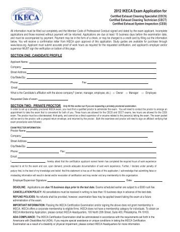 2012 IKECA Exam Application for