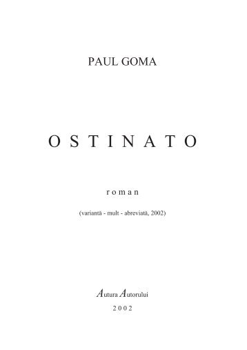 O S T I N A T O - Paul Goma