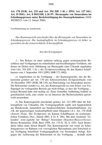 Nr. 40/2005/31 - im Obergericht - Kanton Schaffhausen