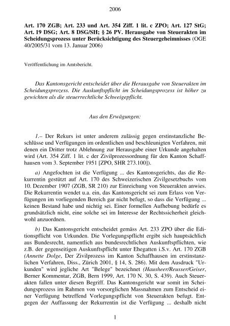 Nr. 40/2005/31 - im Obergericht - Kanton Schaffhausen