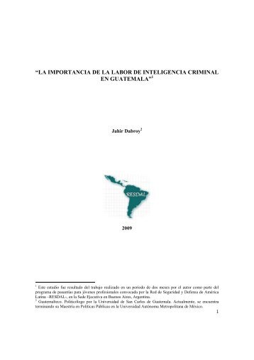 la importancia de la labor de inteligencia criminal en ... - Resdal