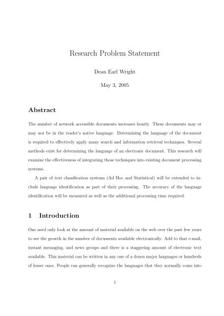 Research Problem Statement