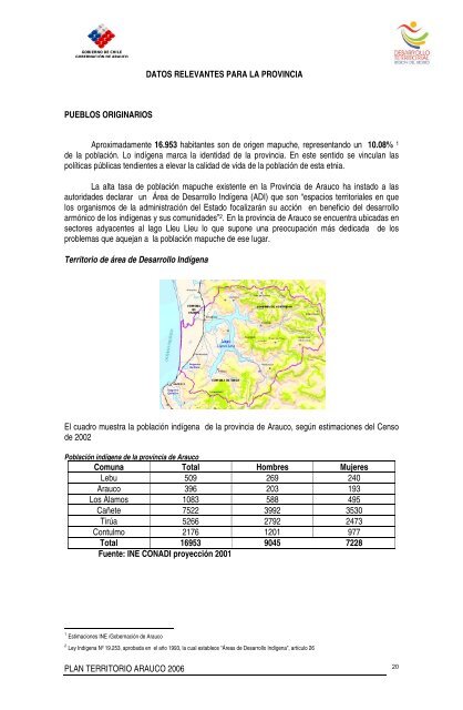 PLAN TERRITORIO ARAUCO 2006 - Portal Comunitario del Bío Bío