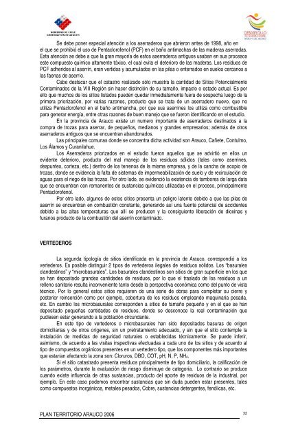 PLAN TERRITORIO ARAUCO 2006 - Portal Comunitario del Bío Bío