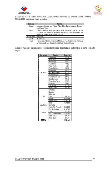 PLAN TERRITORIO ARAUCO 2006 - Portal Comunitario del Bío Bío