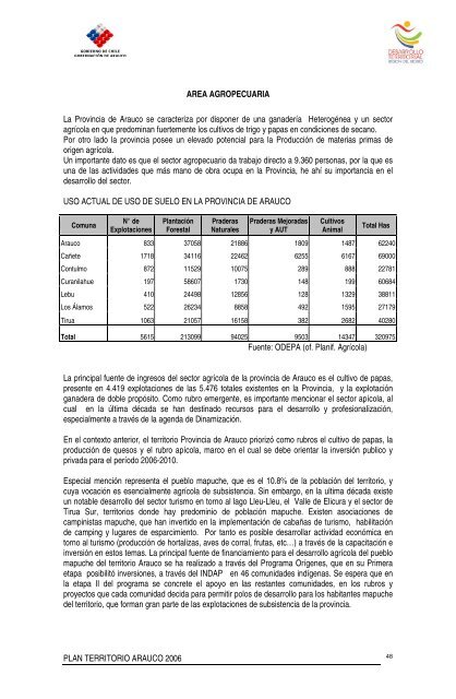 PLAN TERRITORIO ARAUCO 2006 - Portal Comunitario del Bío Bío